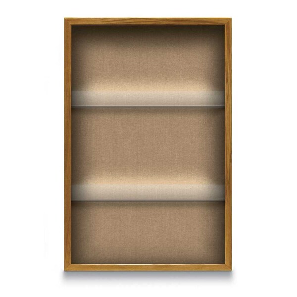 Outdoor Enclosed Combo Board, 48"x36", Satin Frame/White Porc & Buff